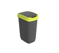 Rotho Poubelle de tri Twist 50 L swing noir et vert lime