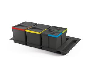 Poubelle de tri-sélectif - 1x12L + 2x6L - avec base - Recycle - L900 EMUCA
