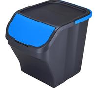 Poubelle de Tri Sélectif 25L - Plastique Recy mpilable - Poignée - Couvercle Bleu Amovible - 40x30x34 cm - Fabriqué en Italie - M home by Mazzei Mondex