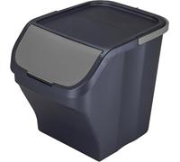 Poubelle de Tri Sélectif 25L - Plastique Recyclé - Empilable - Poignée - Couvercle Gris Silver Amovible - 40x30x34 cm - Fabriqué en Italie - M home by Mazzei Mondex