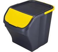 Poubelle de Tri Sélectif 25L - Plastique Recyclé - Empilable - Poignée - Couvercle Jaune Amovible - 40x30x34 cm - Fabriqué en Italie - M home by Mazzei Mondex