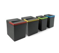 Poubelle de tri-sélectif - 2x15L + 2x7 L - Recycle EMUCA