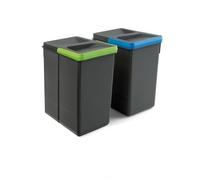 Poubelle de tri sélectif - 7 litres - anthracite - par 2 - Recycle EMUCA