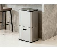 Poubelle de tri sélectif anti traces 63L en inox - 3 bacs - ZAMILO
