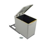 Poubelle de recyclage emuca à fixation inférieure et extraction manuelle avec 1 conteneur de 16 litres et couvercle automatique G