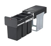 Poubelle d'extérieur et bac à déchets Hailo Seau à déchets intégré EcoLine 3x10L Noir