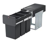 Poubelle d'extérieur et bac à déchets Hailo Seau à déchets intégré EcoLine 3x10L Noir