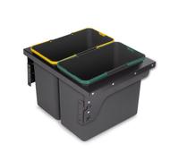 Poubelle de tri sélectif Recycle pour cuisine -2 x 24L -gris anthracite EMUCA
