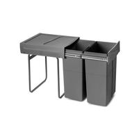 Emuca Bac de tri sélectif Recycle, montage inférieur, extraction manuelle, 2x25 L gris anthracite