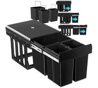 Poubelle de tri - TECTAKE - Poubelle de tri sélectif ASHLYN 31 L, système de collecte spacieux avec rails télescopiques - Noir