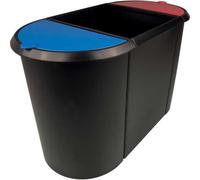 Poubelle de tri triple bac pour tri déchets et papier - Bleu