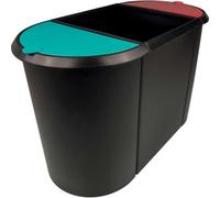 Poubelle de tri triple bac pour tri déchets et papier - Vert