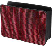 Poubelle de voiture Poubelle pliable 20 cm de longueur 7 cm de largeur 14 cm de hauteur Rouge Noir Strass Simili Cuir
