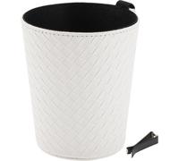 Poubelle De Voiture Pour Sièges Avant Et Arrière 5,1" Largeur 5,9" Hauteur Poubelle De Voiture En Cuir Synthétique Motif Tissage Suspendu blanc