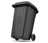 Poubelle d'extérieur avec couvercle, roues et poignée antidérapante, parfaite pour les terrasses, cuisines, événements et utilisation en extérieur (noir, 120 l)