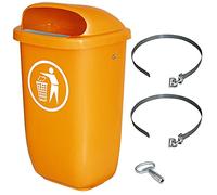 Poubelle d'extérieur - Capacité : 50 litres - Conforme à la norme DIN 30713 - En kit complet avec ruban de serrage pour fixation sur piquet