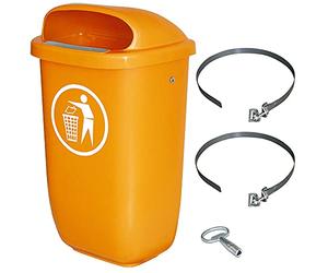 Poubelle d'extérieur - Capacité : 50 litres - Conforme à la norme DIN 30713 - En kit complet avec ruban de serrage pour fixation sur piquet