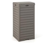 Poubelle d'extérieur de 140 L, poubelle d'extérieur en résine imperméable avec plateau d'égouttement, design à double couvercle et poignées, poubelle extérieure pour jardin, terrasse, arrière-cour