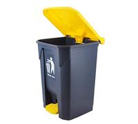 Poubelle d'extérieur en Plastique de 13,2 gallons, pour Jardin, terrasse, Parc, Gris et Jaune