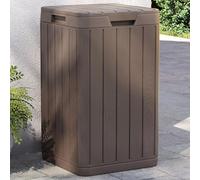 Poubelle d'extérieur marron 38 x 38 x 65 cm en polypropylène avec aspect bois, capacité de 80 l, résistante aux intempéries, couvercle contre les animaux, poubelle de jardin robuste pour parc et