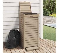 Poubelle d'extérieur marron clair en polypropylène avec capacité de 118 litres double couvercle et bac de récupération amovible pour jardin, maison, recyclage et élimination des déchets
