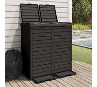 Poubelle d'extérieur noire en polypropylène - 78 x 41 x 86 cm - 2 poubelles avec double couvercle - Pour jardin, recyclage et élimination de la maison - Capacité de 230 l