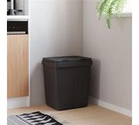 vidaXL Poubelle double 2x25 L anthracite – bac de recyclage à deux compartiments