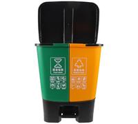Poubelle Double Compartiments 16l en Plastique pour Tri Humide et Sec | Couvercle Séparé Chaque Bac, Profil Étroit, Usage la Cuisine ou Salle de Bain, Format 4,23 Gal
