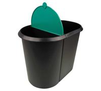 Poubelle double pour tri déchets papiers 29 litres - Vert