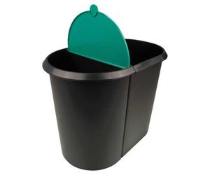 Poubelle double pour tri déchets papiers 29 litres - Vert