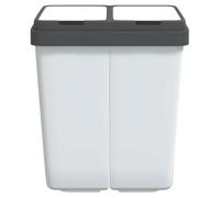 vidaXL Poubelle double 2x25 L blanc – Poubelle de cuisine à deux compartiments