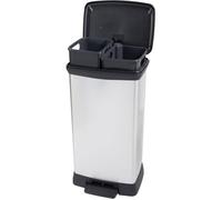 Curver POUBELLE DECO RECTANGULAR DUO 23+23L, Gris métallisé, 39x29x72 cm, 90% matière recyclée