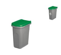 Poubelle Écosystème 15 Litres Couvercle Vert Gris Stefanplast