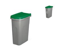 Poubelle Écosystème 25 Litres Couvercle Vert Gris Stefanplast