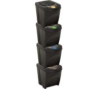 Poubelle empilable 4 pcs. Anthracite 100 L