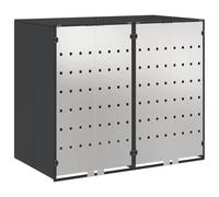 Poubelle en acier 136 x 77,5 x 115,5 cm pour 2 bacs avec design ventilé, portes magnétiques et boîte à poubelle extensible pour jardin, terrasse et extérieur