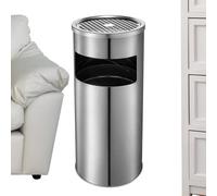 Poubelle en acier inoxydable avec cendrier | Conteneur à déchets d'affaires avec couvercle pour extérieur, intérieur, patio, jardin, arrière-cour, cour, commercial, hôtel