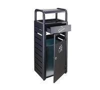 Poubelle Poubelle en acier inoxydable extérieure avec cendrier et poubelle à baril intérieur Poubelle verticale d'ascenseur de hall d'hôtel Disponible Pour Hôtel Jardin Extérieur ( Color : Black , Siz