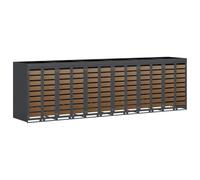 Poubelle en acier pour 6 bacs - 408 x 77,5 x 121,5 cm - Avec toit de plantation ventilé - Extensible - Pour jardin, terrasse, extérieur, boîte à poubelle pratique