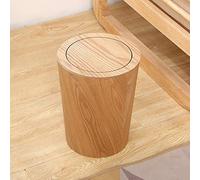 Poubelle en bois avec couvercle oscillant, poubelle de cuisine ronde, petite poubelle pour Bureau salle de bain salon b 19x19x30cm (7x7x12 pouces)