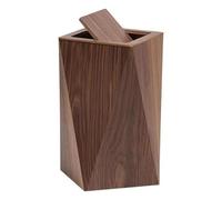 Poubelle en Bois Losange, Corbeille à déchets avec Couvercle pivotant et Seau intérieur Amovible, Poubelle décorative Haut de Gamme résistante à l'humidité, pour Maison, Bureau(Walnut,Small)