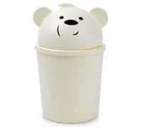 Poubelle en forme d'ours - ORION - 1,5L - Plastique beige - Couvercle amovible - Trappe basculante - 20 cm de hauteur