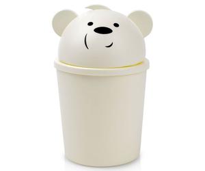 Poubelle en forme d'ours - ORION - 1,5L - Plastique beige - Couvercle amovible - Trappe basculante - 20 cm de hauteur