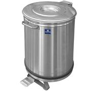 Poubelle en Inox sur Roues avec Commande à Pédale 90 Litres - Mastro