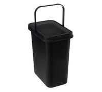 5five - Poubelle Rectangulaire 12L Plastique Noir Ouverture Manuelle Bac de Tri Compost Anse pour Transport Facile