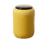 Poubelle en Plastique 12L, Panier De Rangement Rond, avec roulettes Cachées, Ouverture par Pression, Adaptée Au Salon(Yellow)