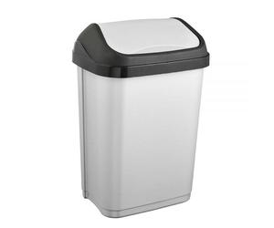 Poubelle en plastique à couvercle basculant 10 litres - Gris Clair