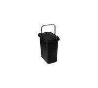 5five - Poubelle Rectangulaire 12L Plastique Noir Ouverture Manuelle Bac de Tri Compost Anse pour Transport Facile