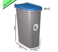 Poubelle En Plastique Avec Couvercle Coloré Et Roues Eco System 40L