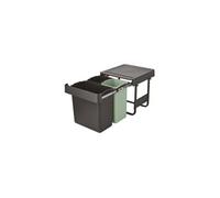Brabantia Poubelle coulissante Sort & Go – 10+10+20 L sous l'évier, rails coulissants – Grey & Green
